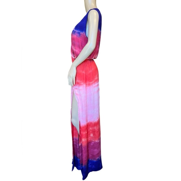 Young Fabulous & Broke Red Indigo Colorful Sleeveless V-neck Maxi Dress XS - Picture 4 of 12